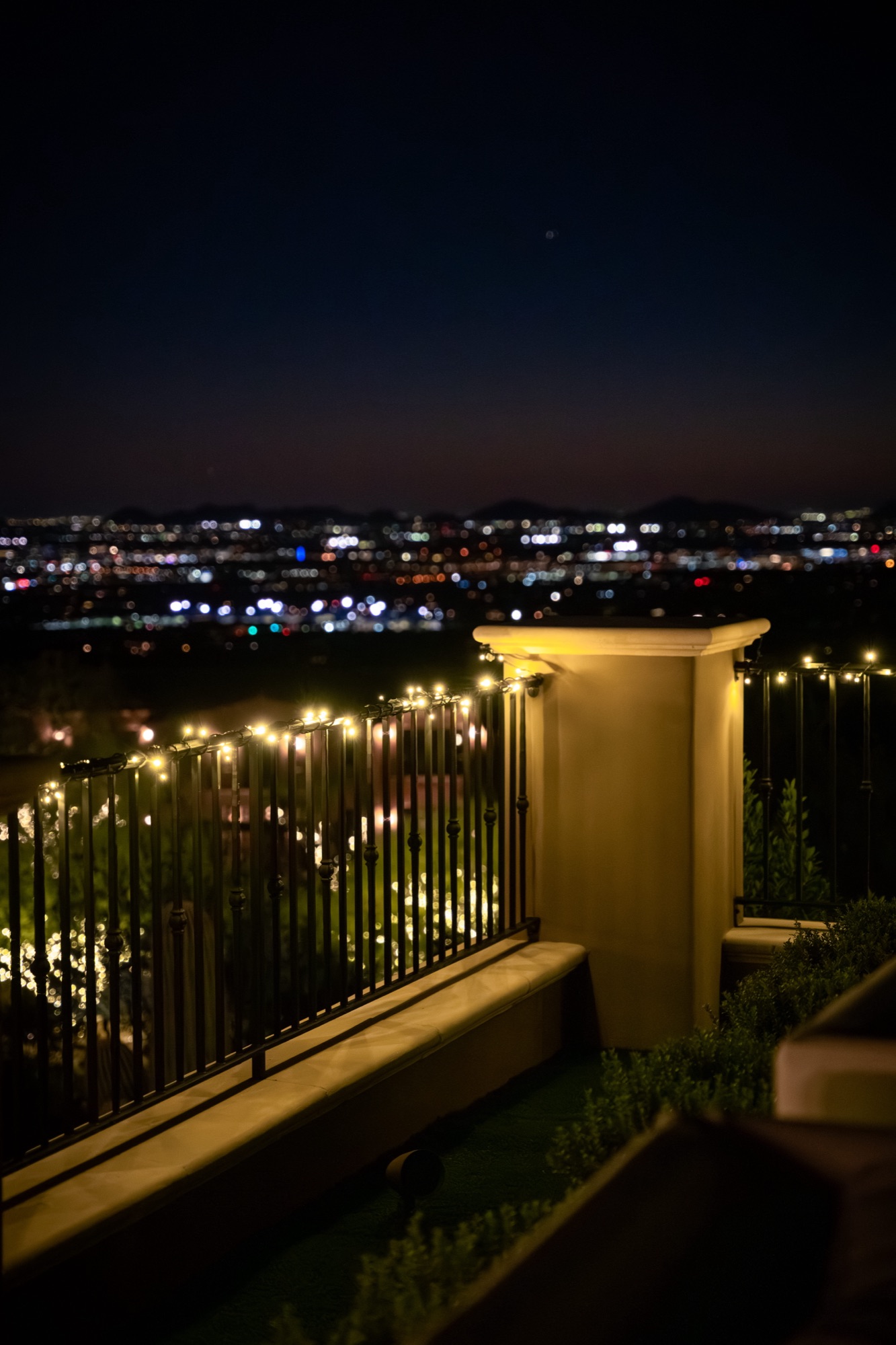 Balcony railing lighting overlooking the Scottsdale skyline